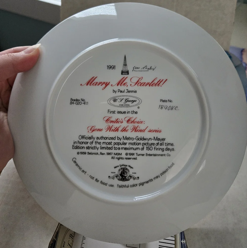 NIB Gone With The Wind Marry Me Scarlett W L George Plate - Picture 2 of 7